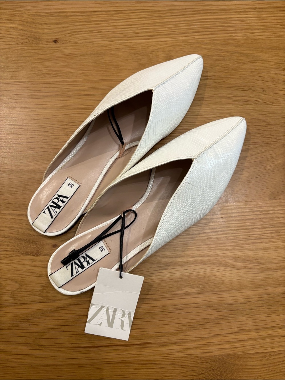 Zara White Pointed D'Orsay Mules
